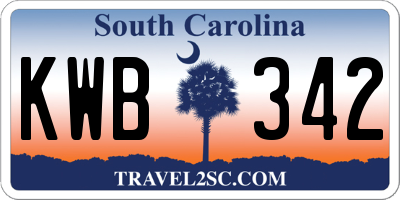 SC license plate KWB342