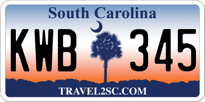 SC license plate KWB345