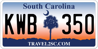 SC license plate KWB350