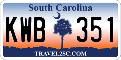 SC license plate KWB351