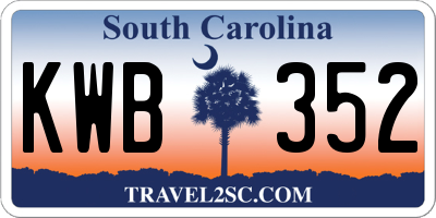 SC license plate KWB352
