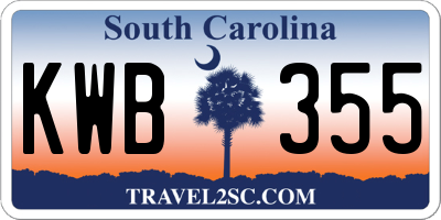 SC license plate KWB355
