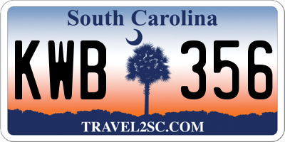 SC license plate KWB356