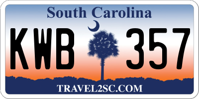 SC license plate KWB357