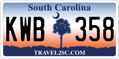 SC license plate KWB358