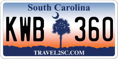 SC license plate KWB360