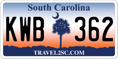 SC license plate KWB362