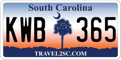 SC license plate KWB365
