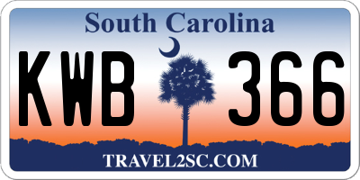 SC license plate KWB366