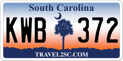SC license plate KWB372