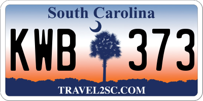 SC license plate KWB373