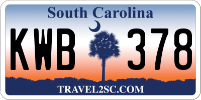 SC license plate KWB378
