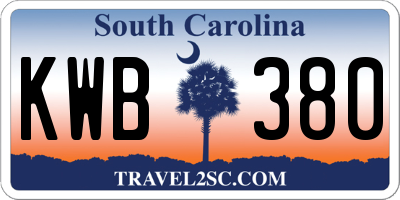 SC license plate KWB380