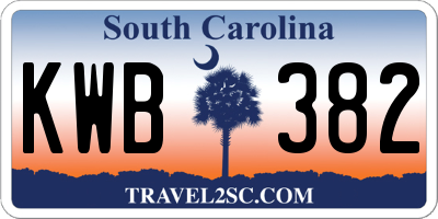 SC license plate KWB382