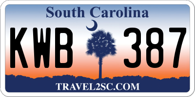 SC license plate KWB387