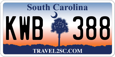 SC license plate KWB388