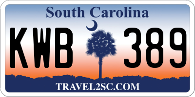 SC license plate KWB389