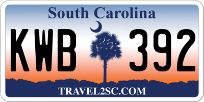 SC license plate KWB392