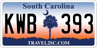 SC license plate KWB393