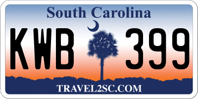 SC license plate KWB399