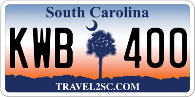 SC license plate KWB400