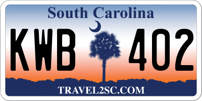 SC license plate KWB402