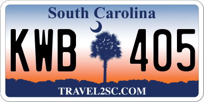 SC license plate KWB405