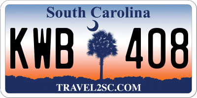 SC license plate KWB408