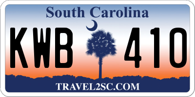SC license plate KWB410