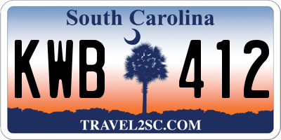 SC license plate KWB412