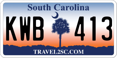 SC license plate KWB413