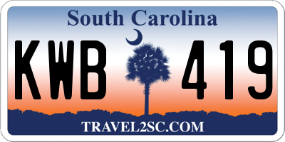 SC license plate KWB419