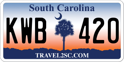 SC license plate KWB420