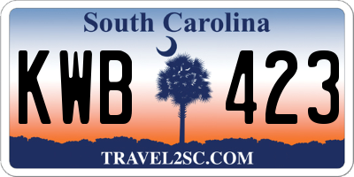 SC license plate KWB423