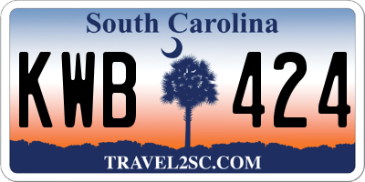 SC license plate KWB424