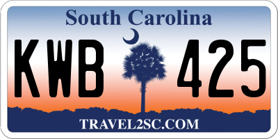 SC license plate KWB425