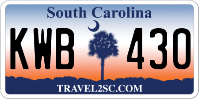 SC license plate KWB430