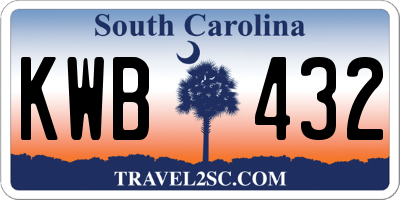 SC license plate KWB432