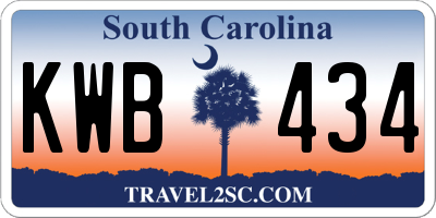 SC license plate KWB434