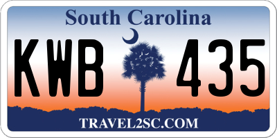 SC license plate KWB435