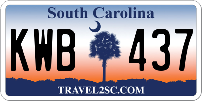 SC license plate KWB437