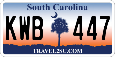 SC license plate KWB447