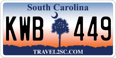 SC license plate KWB449