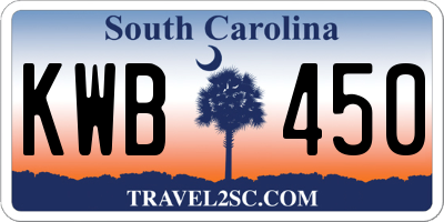 SC license plate KWB450