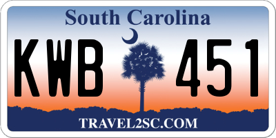 SC license plate KWB451