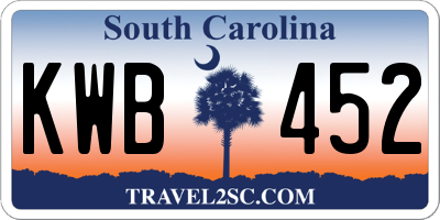 SC license plate KWB452