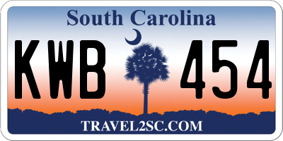 SC license plate KWB454