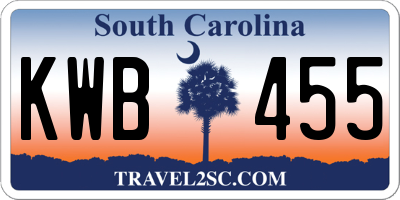 SC license plate KWB455