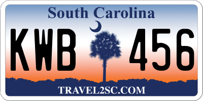 SC license plate KWB456