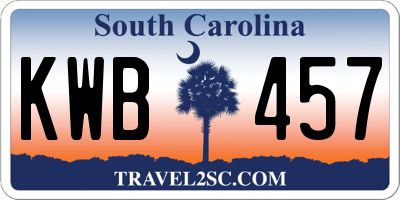 SC license plate KWB457